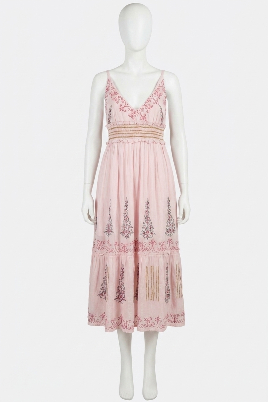 NEW POL smocked waistband floral midi dress in pink